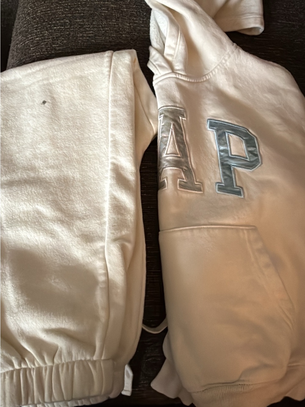GAP Cream Hoodie and Jogger Set with Silver Appliqué